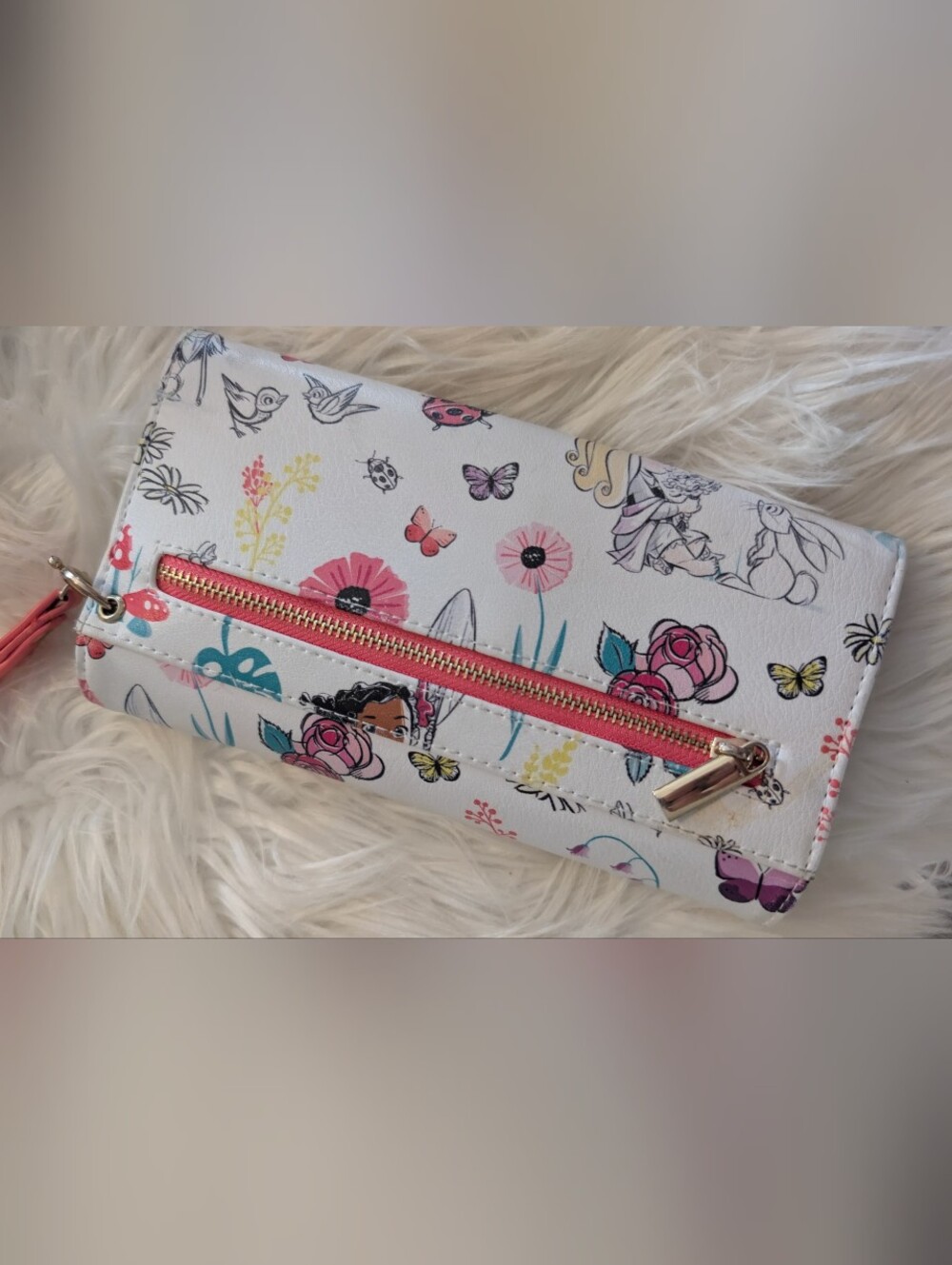 Disney White Floral Character Wristlet Wallet with Pink Strap - Picture 2 of 3